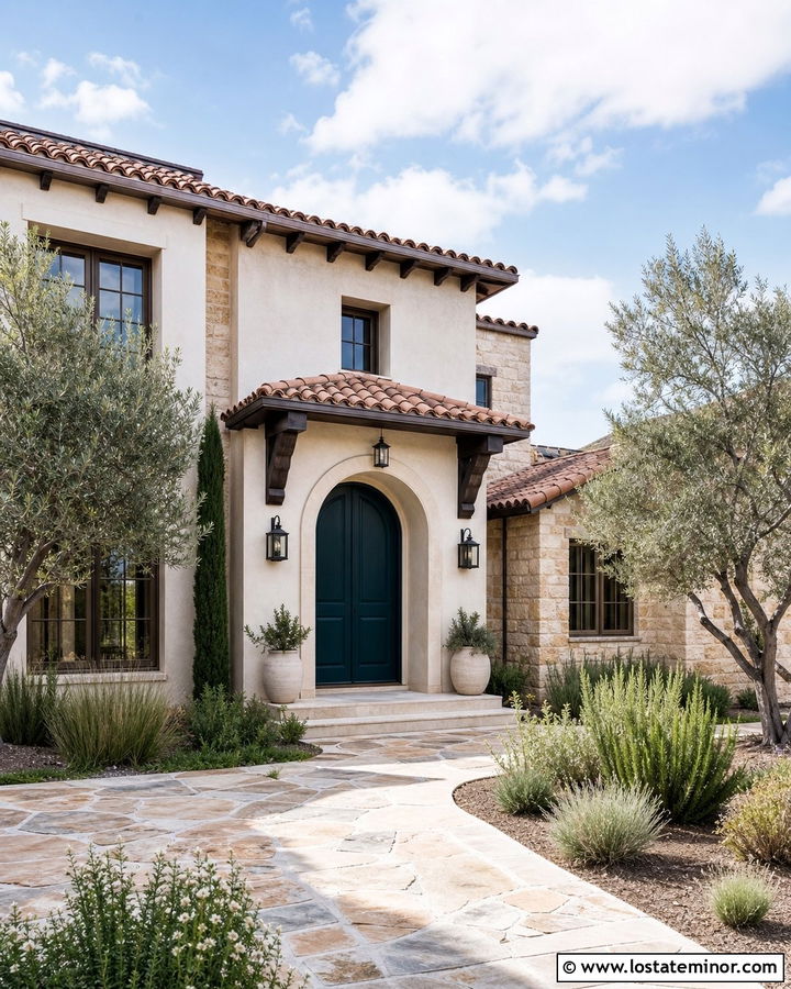 Mediterranean Stone House With Terracotta Awning - 30 Stone House Design With Awning Ideas
