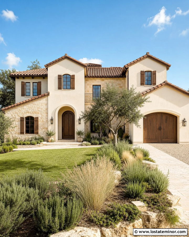 Mediterranean Stone House With Wood Shutters - 30 Stone House Design With Shutters Ideas