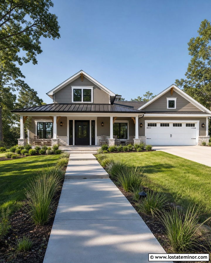 Mega Greige House With Black Screen Storm Door - 30 Greige House Design With Storm Door Ideas