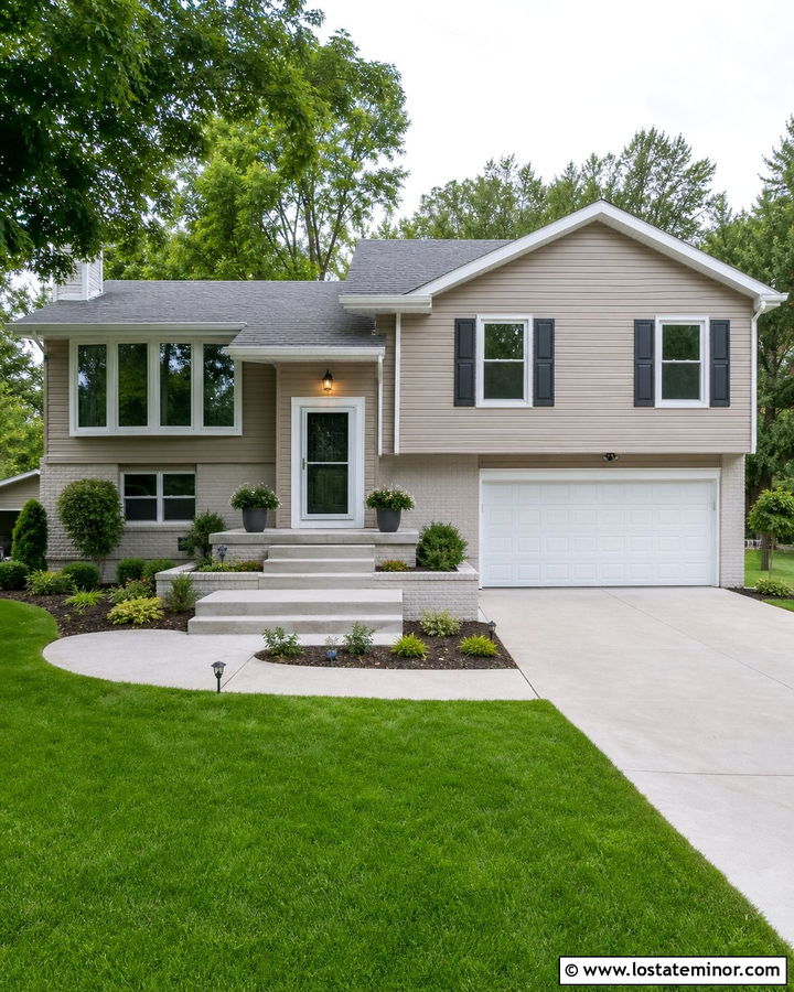 Mega Greige House With White Full View Storm Door - 30 Greige House Design With Storm Door Ideas