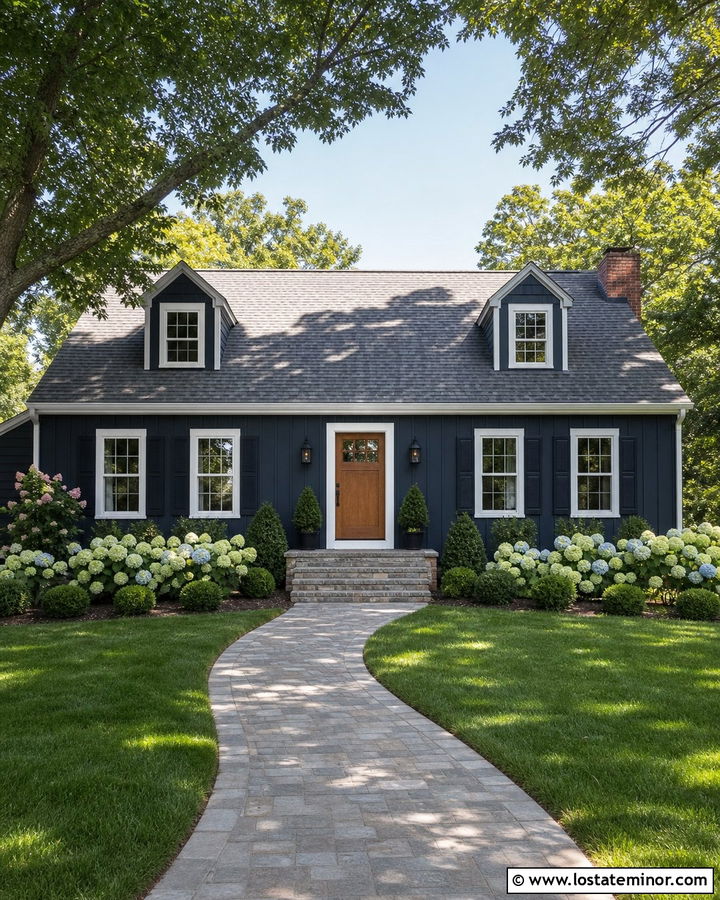 Midnight Blue Board and Batten With a Gray Roof - 30 Midnight Blue House Design With Board and Batten Ideas