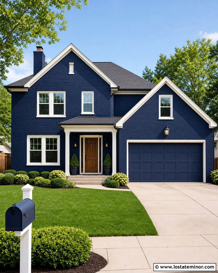 Midnight Blue Brick House With Matching Mailbox - 30 Midnight Blue House Design With Mailbox Ideas
