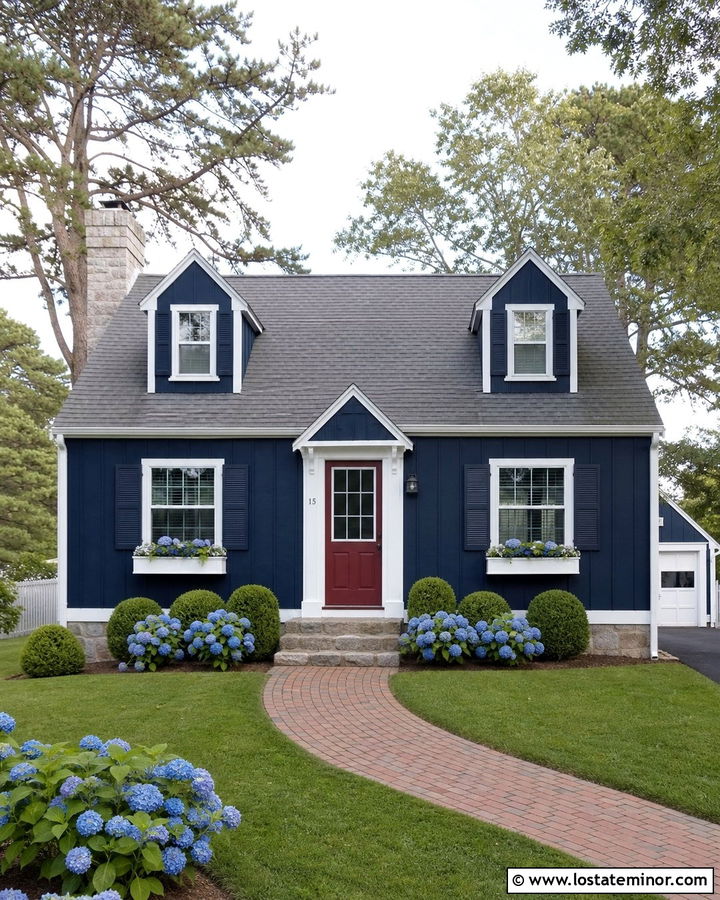 Midnight Blue Cape Cod Board and Batten - 30 Midnight Blue House Design With Board and Batten Ideas