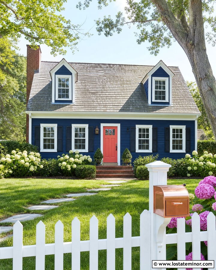 Midnight Blue Cape Cod With Copper Mailbox - 30 Midnight Blue House Design With Mailbox Ideas