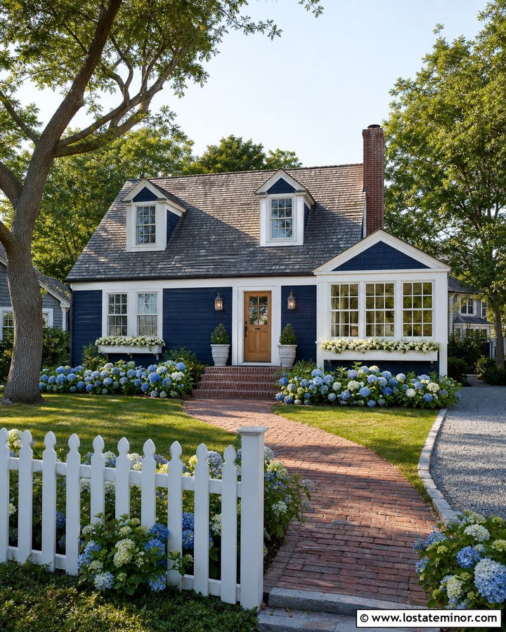 Midnight Blue Cape Cod With Gabled Sunroom - 30 Midnight Blue House Design With Sunroom Ideas