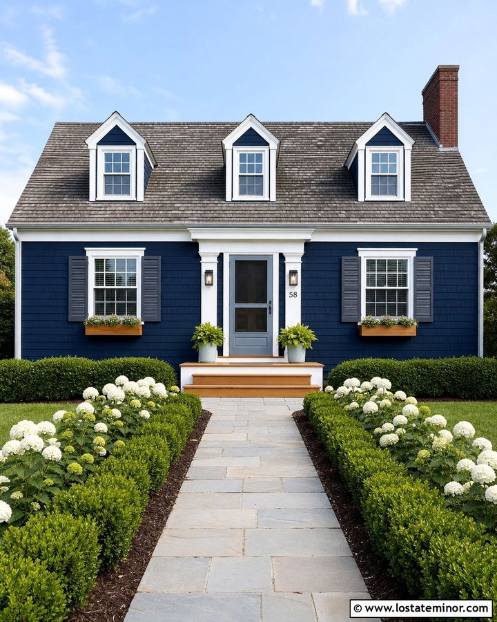 Midnight Blue Cape Cod With Gray Screen Door - 30 Midnight Blue House Design With Screen Door Ideas