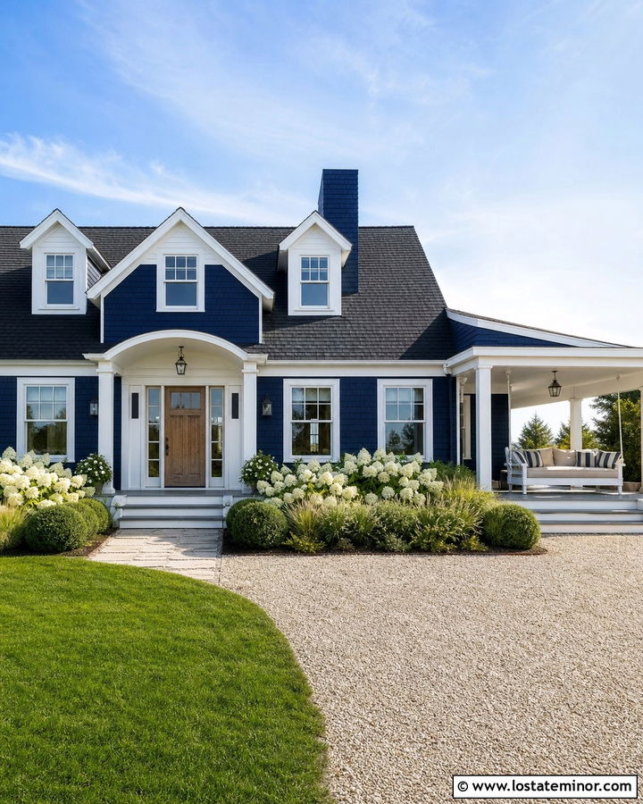 Midnight Blue Cape Cod With Rope Daybed - 30 Midnight Blue House Design With Daybed Ideas