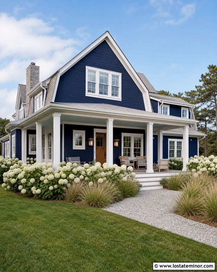 Midnight Blue Cedar Shake Coastal Cottage - 30 Midnight Blue House Design With Cedar Shake Ideas