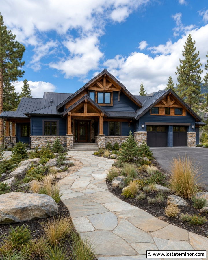 Midnight Blue Cedar Shake Mountain House - 30 Midnight Blue House Design With Cedar Shake Ideas