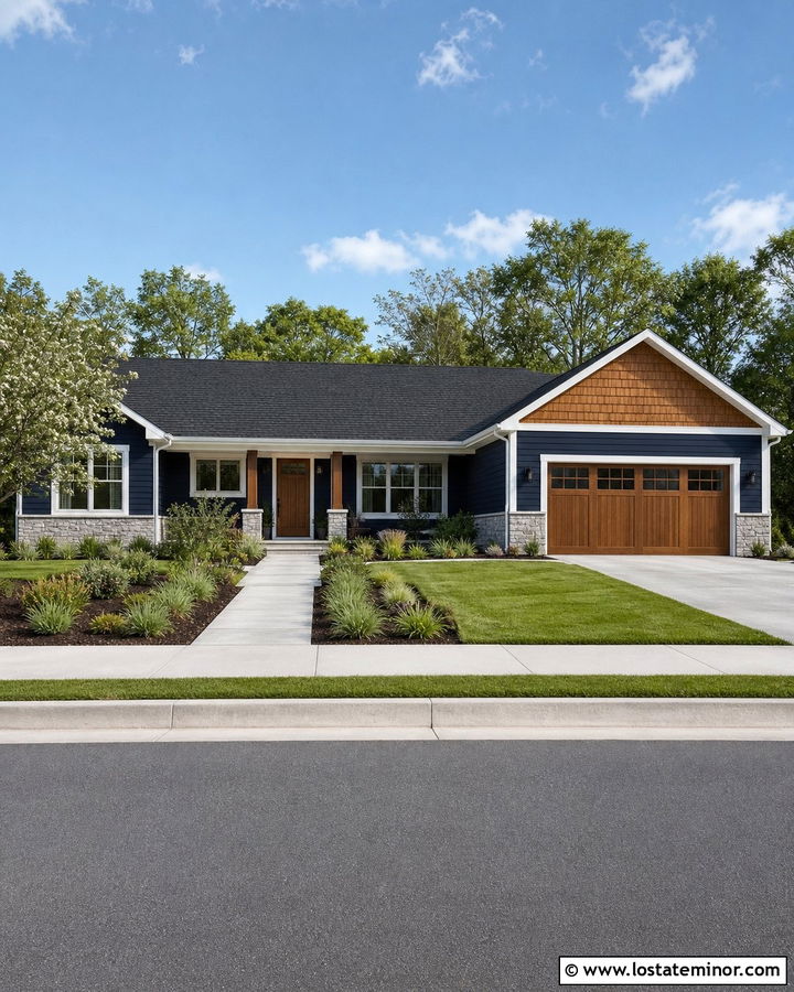 Midnight Blue Cedar Shake Ranch House - 30 Midnight Blue House Design With Cedar Shake Ideas