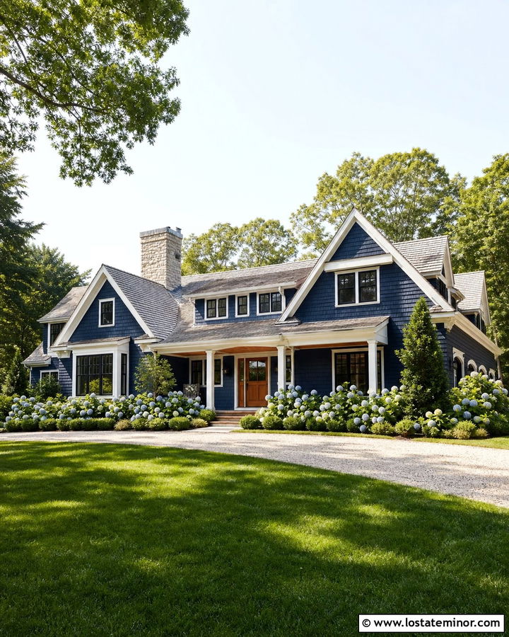Midnight Blue Cedar Shake Shingle Style House - 30 Midnight Blue House Design With Cedar Shake Ideas
