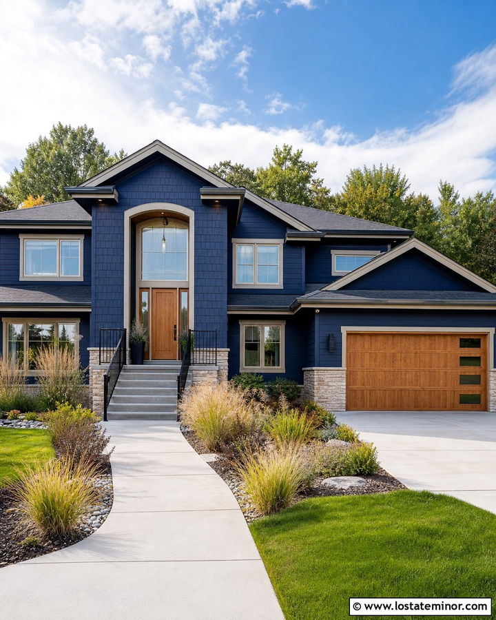 Midnight Blue Cedar Shake Split Level House - 30 Midnight Blue House Design With Cedar Shake Ideas