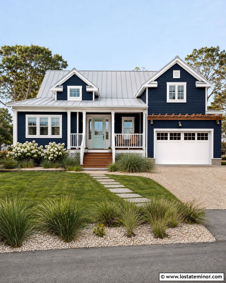 Midnight Blue Coastal House With Aqua Dutch Door - 30 Midnight Blue House Design With Dutch Door Ideas