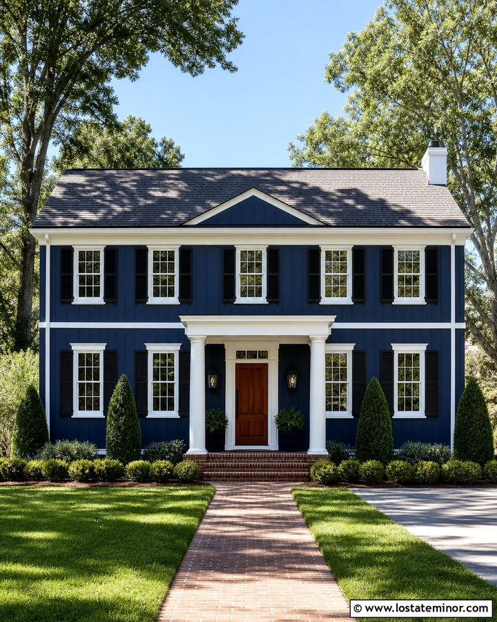 Midnight Blue Colonial Board and Batten - 30 Midnight Blue House Design With Board and Batten Ideas