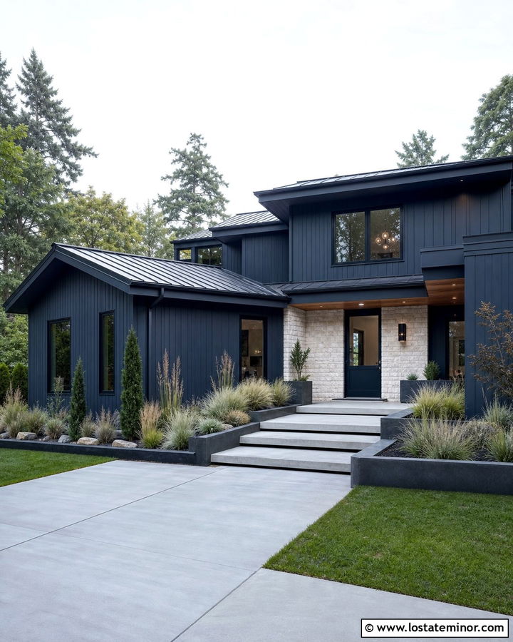 Midnight Blue Contemporary House With Glass Dutch Door - 30 Midnight Blue House Design With Dutch Door Ideas