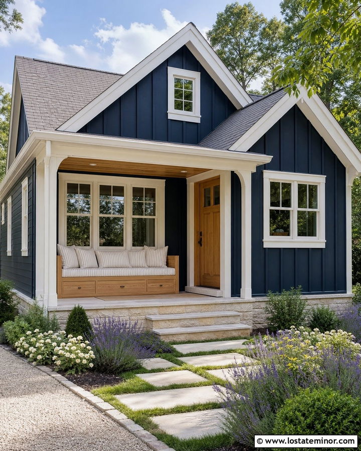 Midnight Blue Cottage With Built In Daybed - 30 Midnight Blue House Design With Daybed Ideas