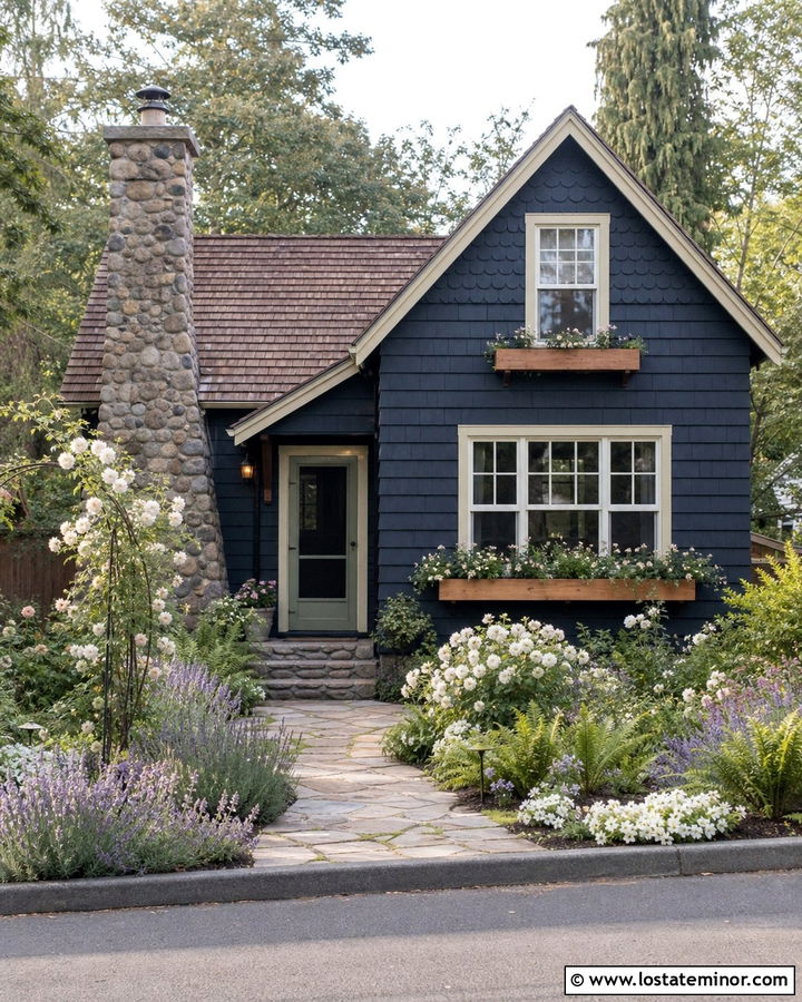Midnight Blue Cottage With Sage Green Screen Door - 30 Midnight Blue House Design With Screen Door Ideas