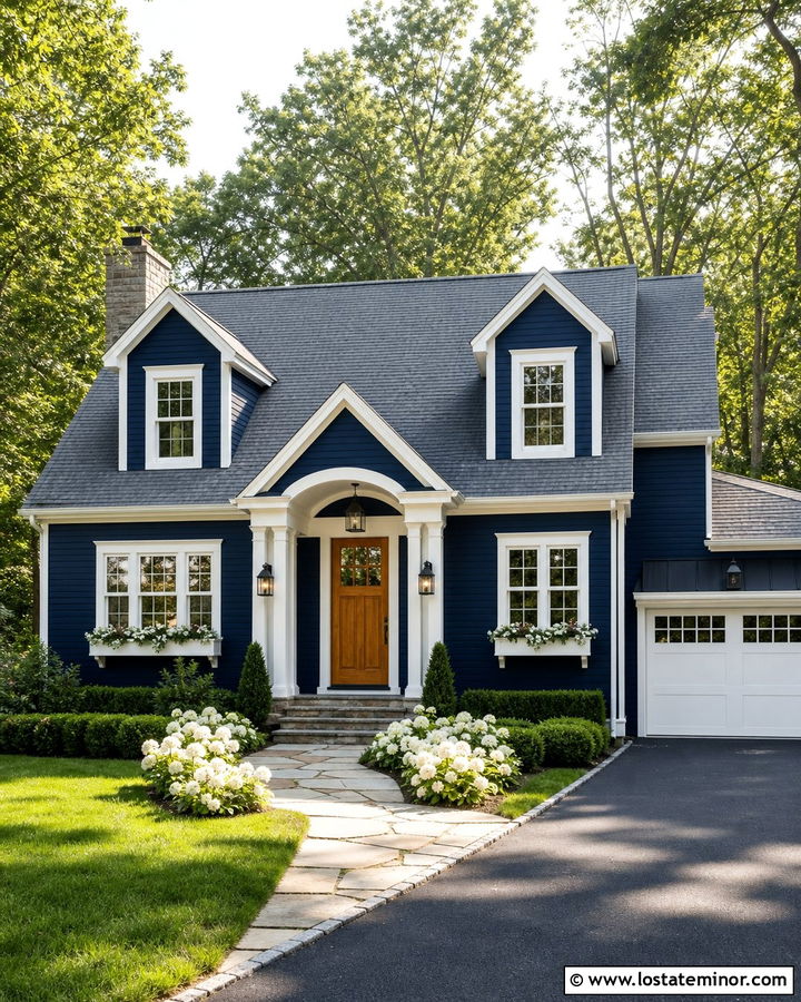 Midnight Blue Cottage With Wall Dormers - 30 Midnight Blue House Design With Dormers Ideas