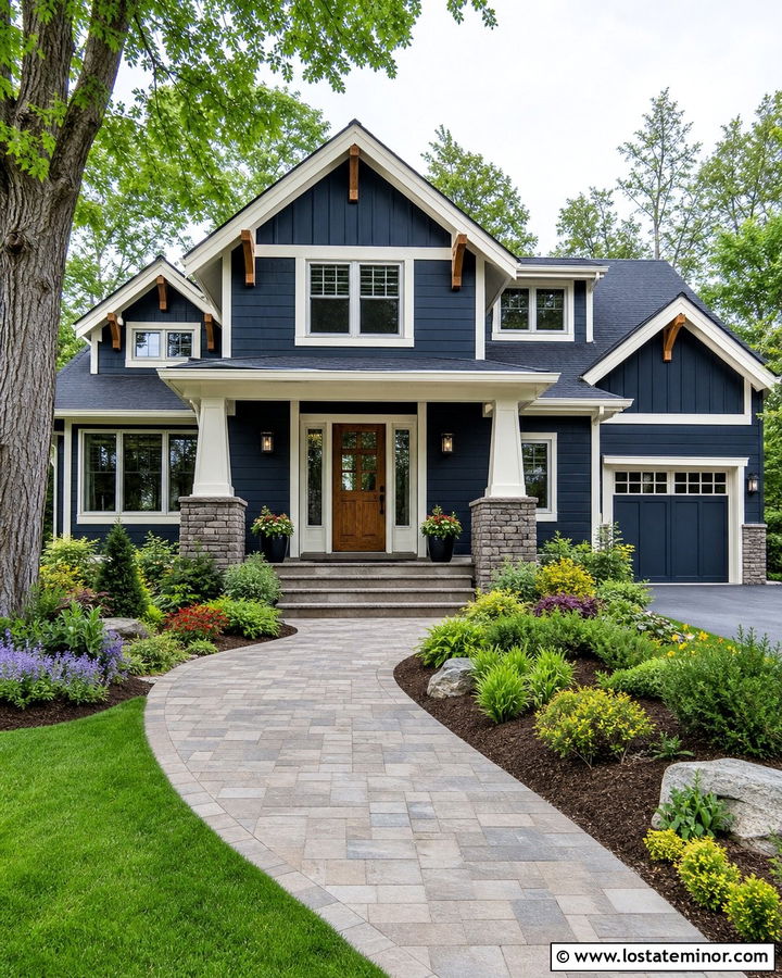 Midnight Blue Craftsman Board and Batten - 30 Midnight Blue House Design With Board and Batten Ideas