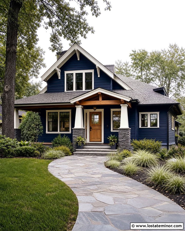 Midnight Blue Craftsman With Cedar Dutch Door - 30 Midnight Blue House Design With Dutch Door Ideas