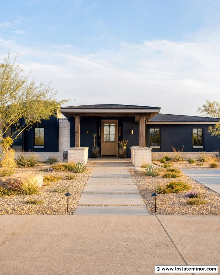 Midnight Blue Desert House With Sand Dutch Door - 30 Midnight Blue House Design With Dutch Door Ideas