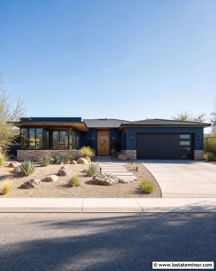 Midnight Blue Desert Modern House With Shaded Sunroom - 30 Midnight Blue House Design With Sunroom Ideas
