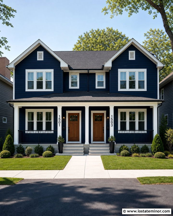 Midnight Blue Duplex With Separate House Numbers - 30 Midnight Blue House Design With House Numbers Ideas
