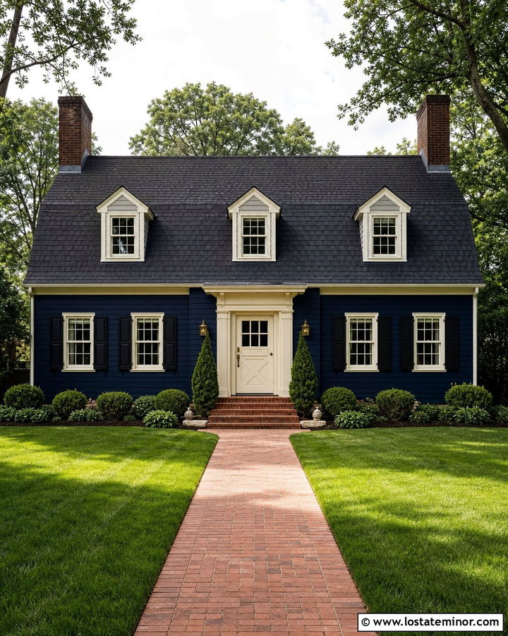 Midnight Blue Dutch Colonial With Cream Dutch Door - 30 Midnight Blue House Design With Dutch Door Ideas