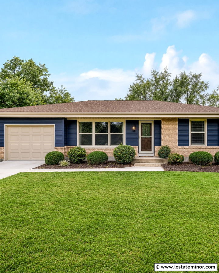 Midnight Blue House With Almond Storm Door - 30 Midnight Blue House Design With Storm Door Ideas