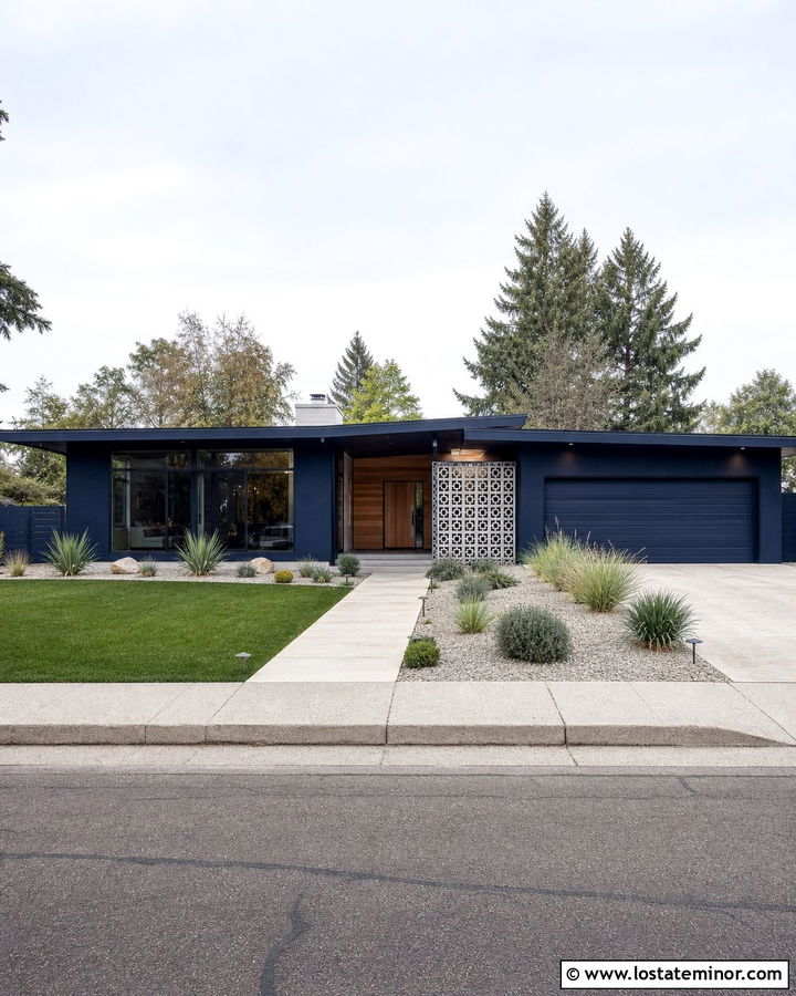 Midnight Blue House With Aluminum Window Frames - 30 Midnight Blue House Design With Window Frames Ideas