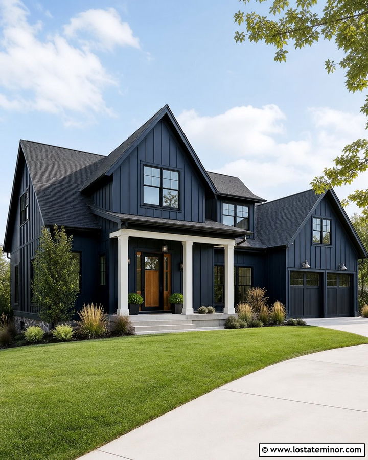 Midnight Blue House With Black Storm Door - 30 Midnight Blue House Design With Storm Door Ideas