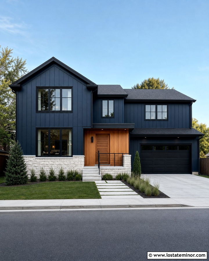 Midnight Blue House With Black Trim - 30 Midnight Blue House Design With Trim Ideas