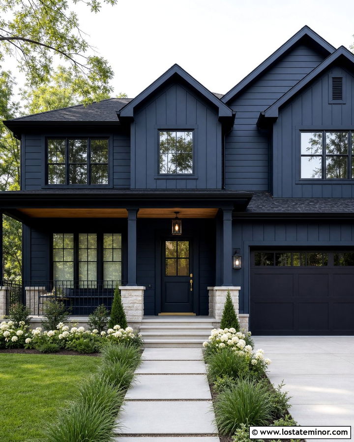 Midnight Blue House With Black Trim And Blue Dutch Door - 30 Midnight Blue House Design With Dutch Door Ideas
