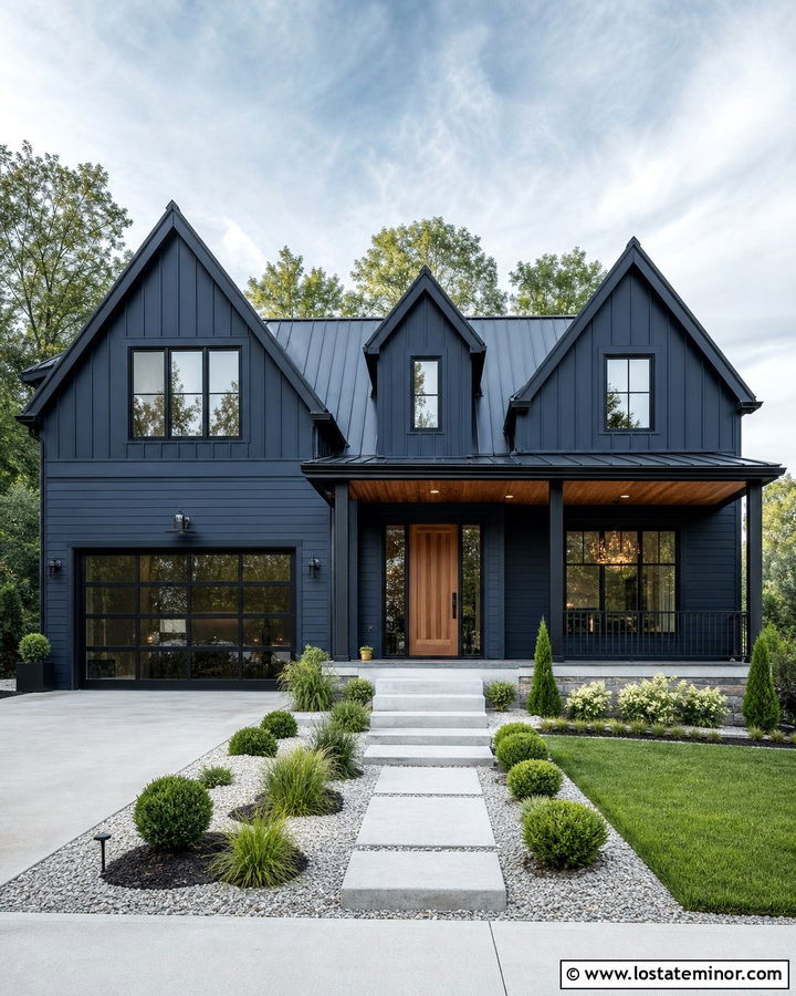 Midnight Blue House With Black Trim Dormers - 30 Midnight Blue House Design With Dormers Ideas