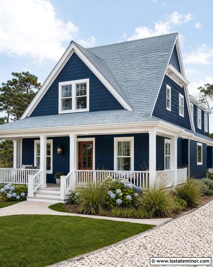 Midnight Blue House With Blue Gray Roof - 30 Midnight Blue House Design With Roof Ideas