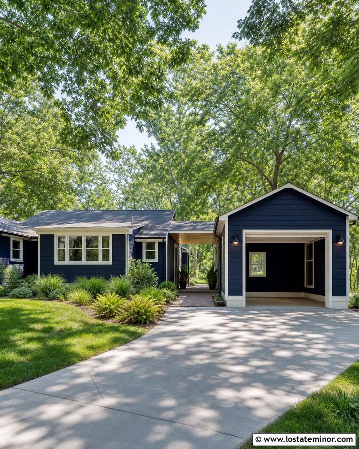 Midnight Blue House With Breezeway Carport - 30 Midnight Blue House Design With Carport Ideas