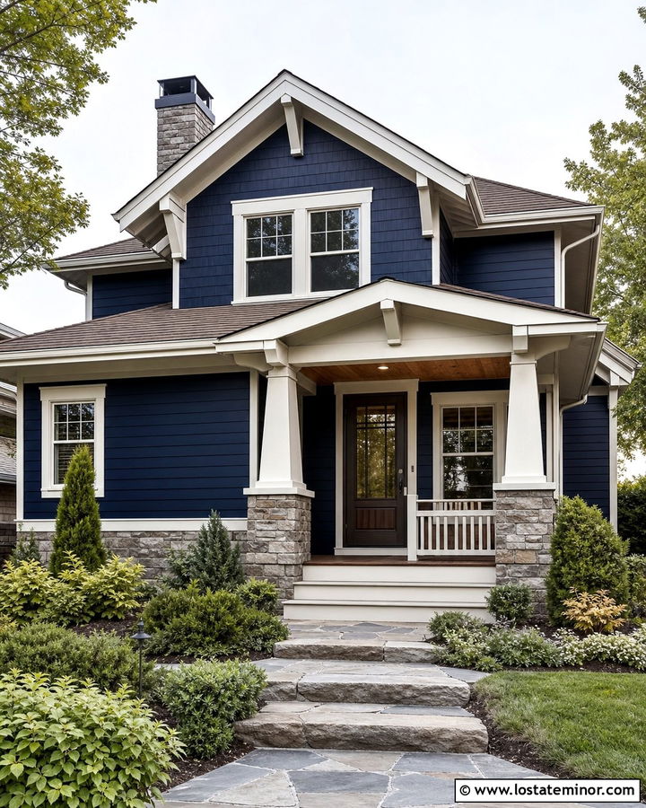 Midnight Blue House With Bronze Storm Door - 30 Midnight Blue House Design With Storm Door Ideas