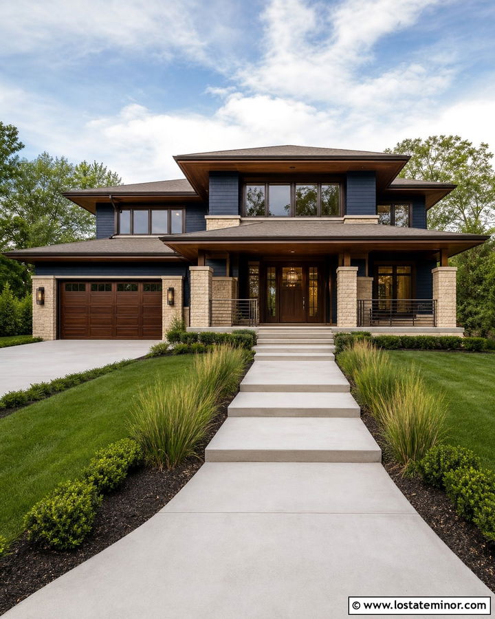 Midnight Blue House With Bronze Trim - 30 Midnight Blue House Design With Trim Ideas
