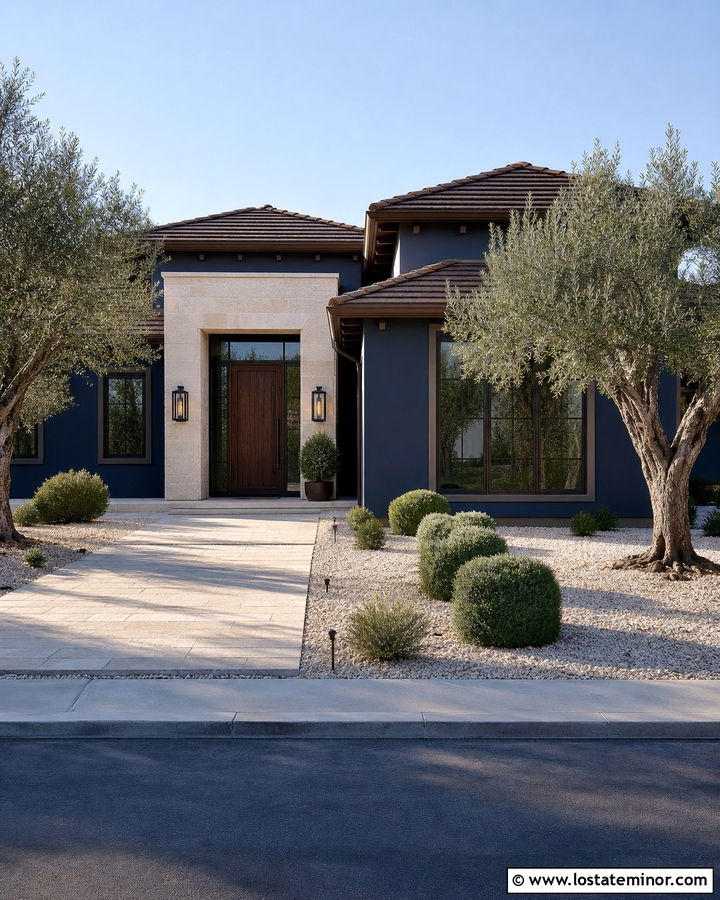 Midnight Blue House With Bronze Windows - 30 Midnight Blue House Design With Accents Ideas
