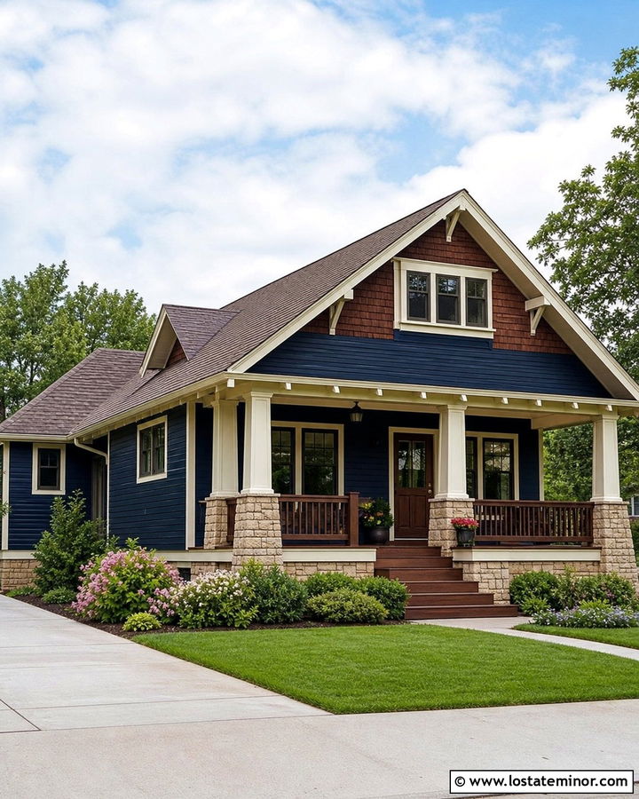Midnight Blue House With Brown Shingle Roof - 30 Midnight Blue House Design With Roof Ideas