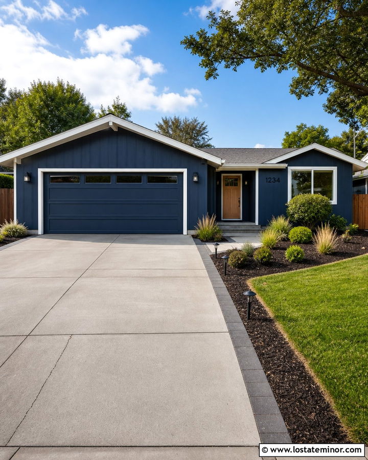 Midnight Blue House With Budget Driveway Refresh - 30 Midnight Blue House Design With Driveway Ideas