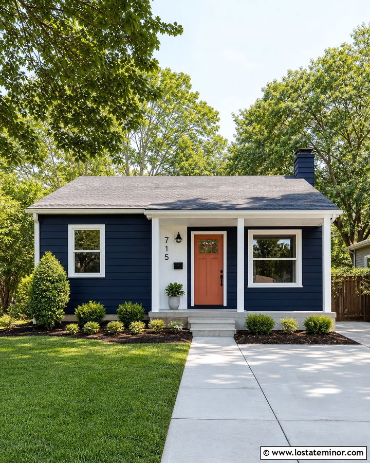 Midnight Blue House With Budget Stenciled Numbers - 30 Midnight Blue House Design With House Numbers Ideas