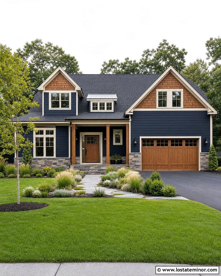 Midnight Blue House With Cedar Shake Dormers - 30 Midnight Blue House Design With Dormers Ideas