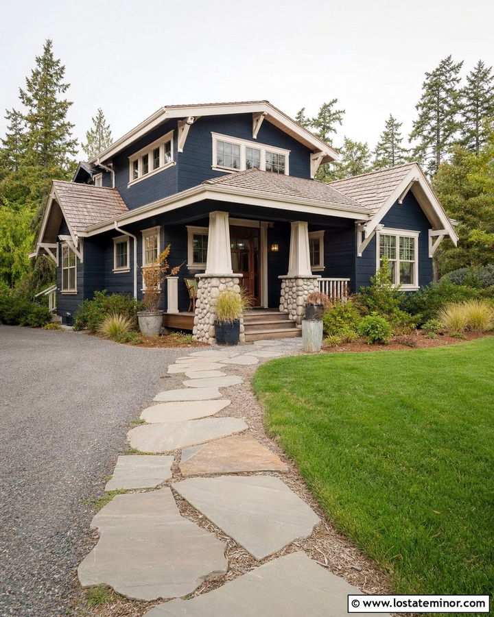 Midnight Blue House With Cedar Shake Roof - 30 Midnight Blue House Design With Roof Ideas