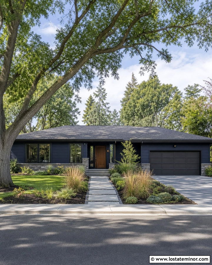 Midnight Blue House With Charcoal Gray Trim - 30 Midnight Blue House Design With Trim Ideas