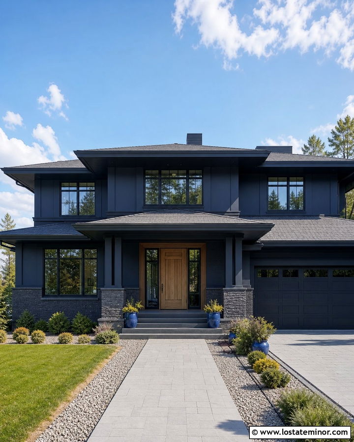 Midnight Blue House With Charcoal Wainscoting - 30 Midnight Blue House Design With Wainscoting Ideas