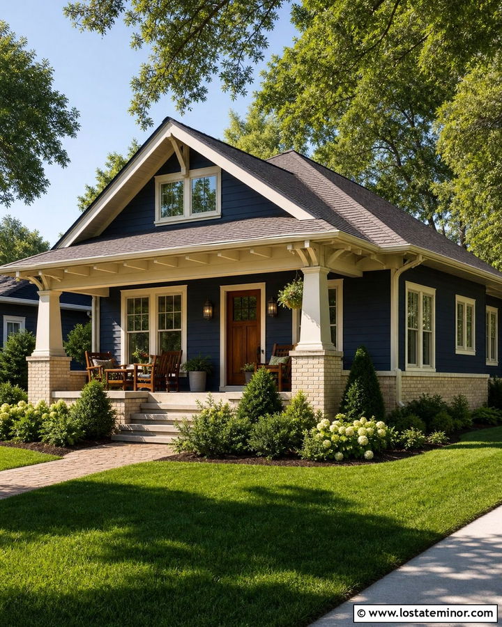 Midnight Blue House With Cream Brick Wainscoting - 30 Midnight Blue House Design With Wainscoting Ideas