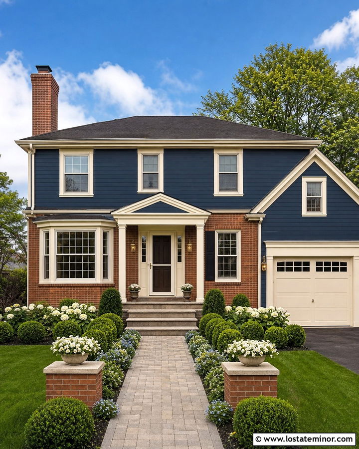 Midnight Blue House With Cream Storm Door - 30 Midnight Blue House Design With Storm Door Ideas