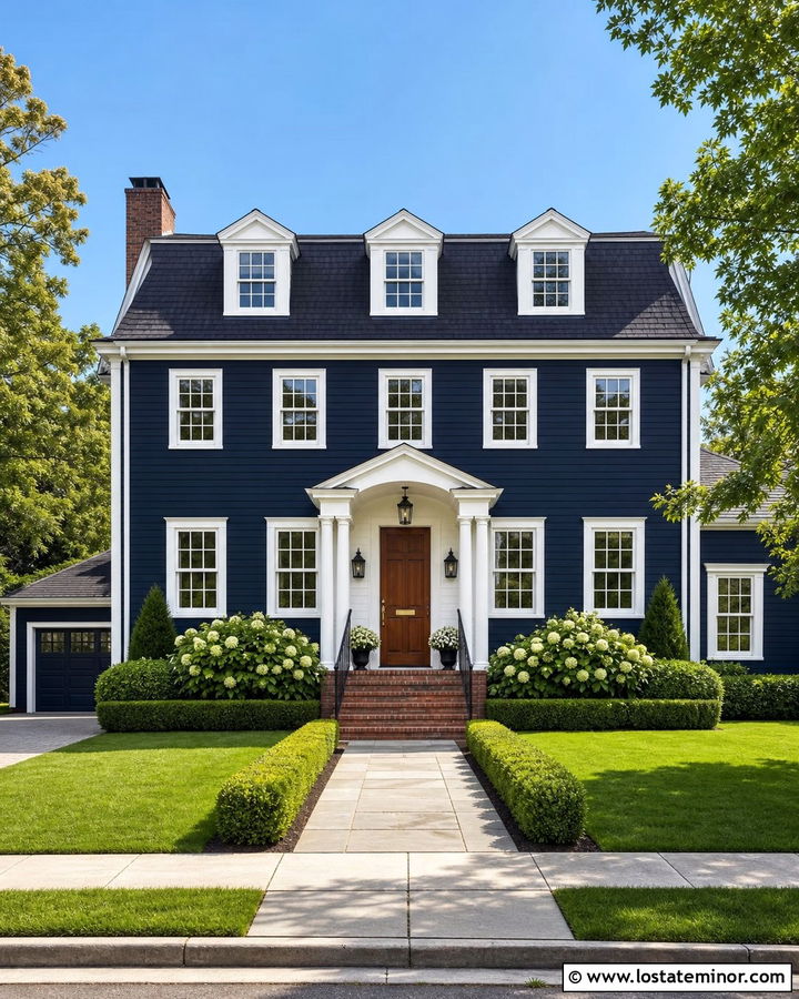 Midnight Blue House With Double Hung Window Frames - 30 Midnight Blue House Design With Window Frames Ideas