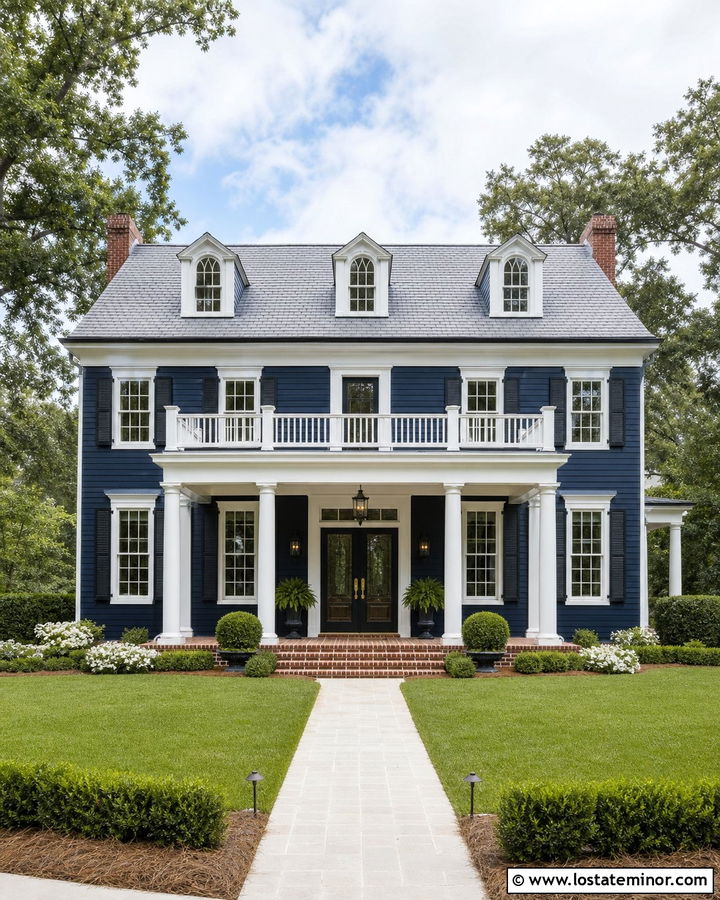Midnight Blue House With Double Storm Doors - 30 Midnight Blue House Design With Storm Door Ideas